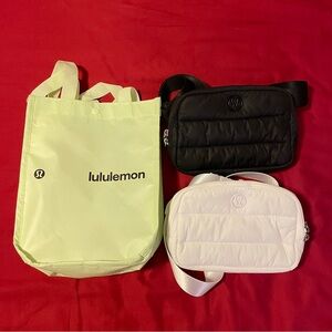 lululemon Set of 2 Quilted Belt Bag Set 2L White and Black